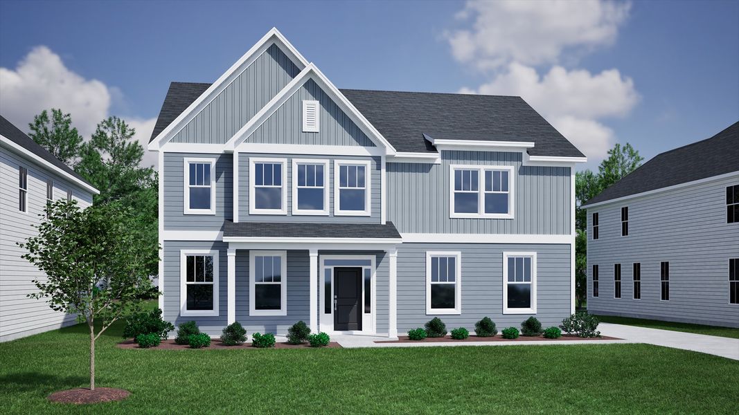 Representative exterior photo of a completed home built from the Roland II - Vanguard Collection by Mungo Homes in Porter Ridge, Elgin, SC (Image 12).