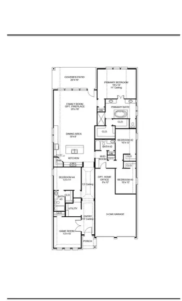2D floor plan layout of this home in The Grand Prairie 50', Hockley, TX (Image 2).