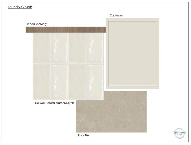 Design Specification, Laundry Closet. Detailing material selections for the property's laundry area