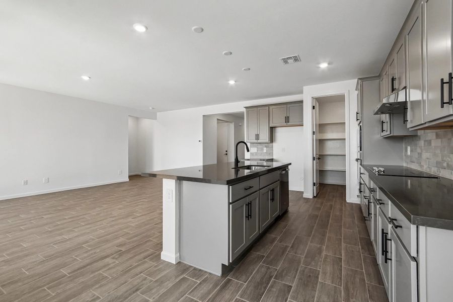 Great room and kitchen Great room and kitchen