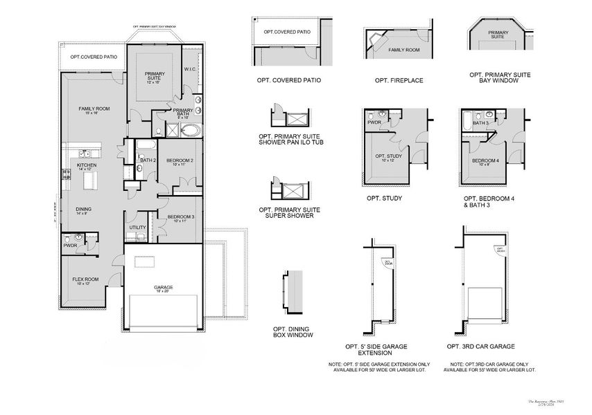 2D floor plan layout for the The Ravenna by Legend Homes in Cinco Lakes, San Antonio, TX (Image 3).