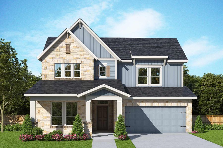 Representative exterior photo of a completed home built from the The Jewel by David Weekley Homes in Davis Ranch 50', San Antonio, TX (Image 2). Representative exterior photo of a completed home built from the The Jewel by David Weekley Homes in Davis Ranch 50', San Antonio, TX (Image 2).