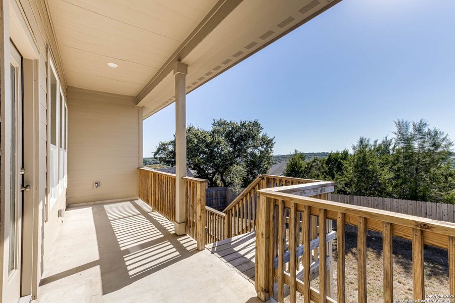 Exterior details and patio area of a home in Johnson Ranch: Brookstone II Collection, Bulverde (Image 26).