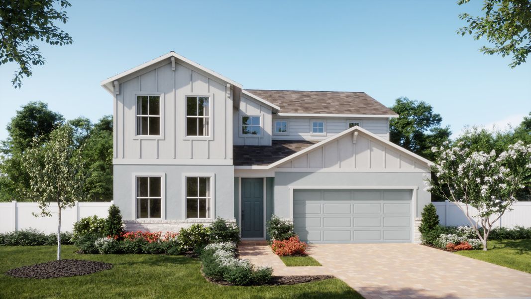 Representative exterior photo of a completed home built from the Monroe by Risewell Homes in Kentucky Square, Sanford, FL (Image 2). Representative exterior photo of a completed home built from the Monroe by Risewell Homes in Kentucky Square, Sanford, FL (Image 2).