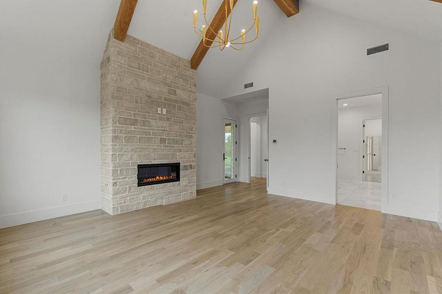 Fireplace & access to huge outdoor living area.