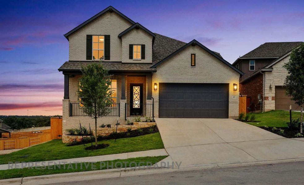 Front exterior of a new home in Parkside On The River: 50ft. lots, Georgetown, TX, highlighting curb appeal (Image 2).