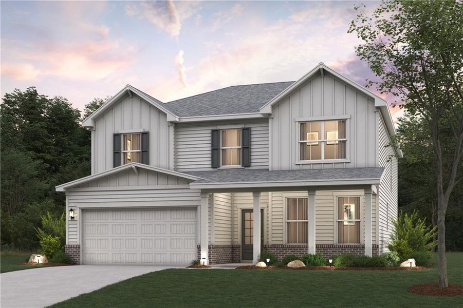 Front exterior of a new home in Reserve at Gum Springs, Jefferson, GA, highlighting curb appeal (Image 1).