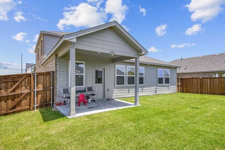 Covered patio with concrete flooring Covered patio with concrete flooring