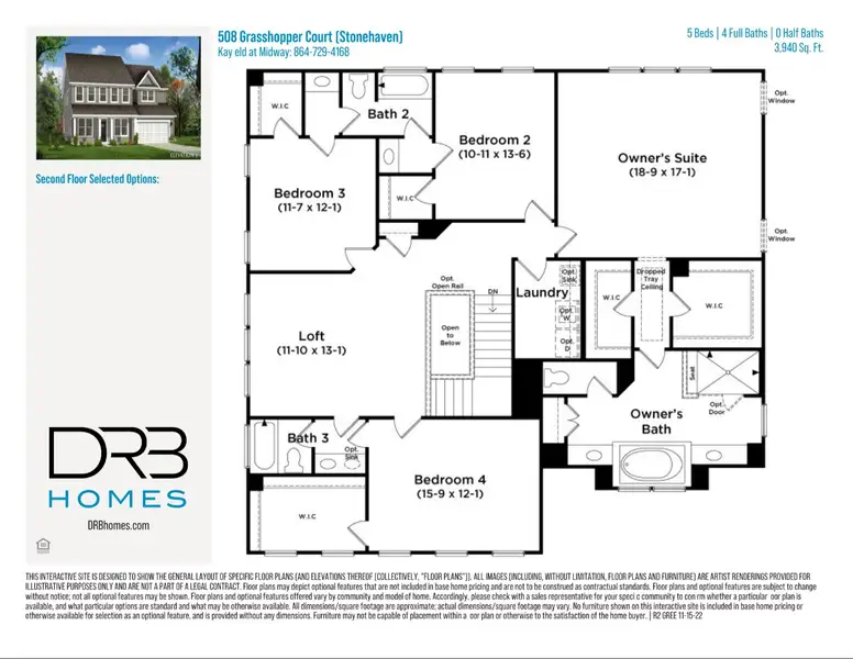 2D floor plan layout of this home in Kayfield at Midway, Anderson, SC (Image 4).