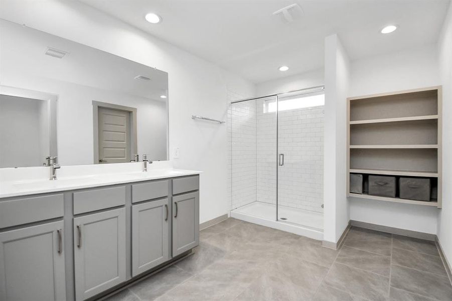 Primary bathroom with double sinks