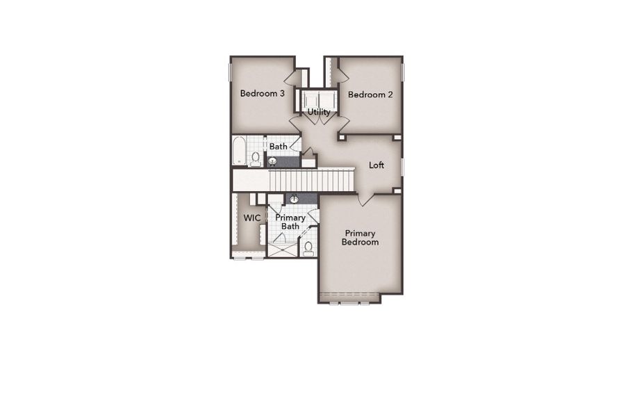 2D floor plan layout for the Heritage Mill 1950 by Brohn Homes in Heritage Mill, Hutto, TX (Image 3).