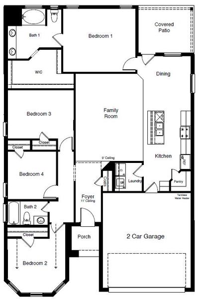 2D floor plan layout of this home in Mustang Ridge, Andrews, TX (Image 2).