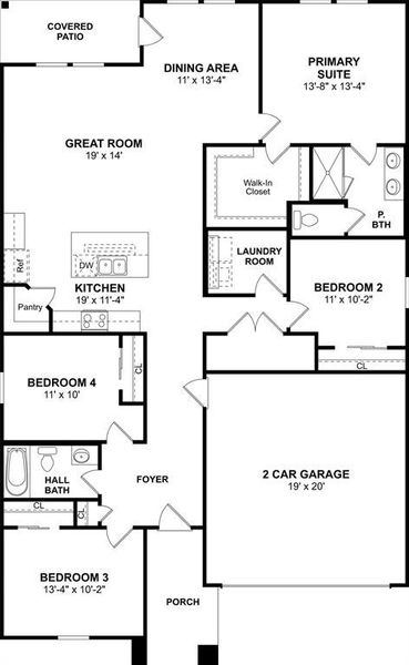2D floor plan layout of this home in Rolling Ridge, Van Alstyne, TX (Image 4). 2D floor plan layout of this home in Rolling Ridge, Van Alstyne, TX (Image 4).