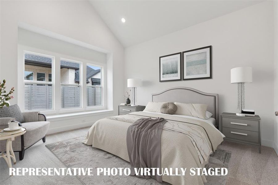 The peaceful and relaxing owner's suite is located at the rear of the home for additional privacy.  REPRESENTATIVE PHOTO VIRTUALLY STAGED