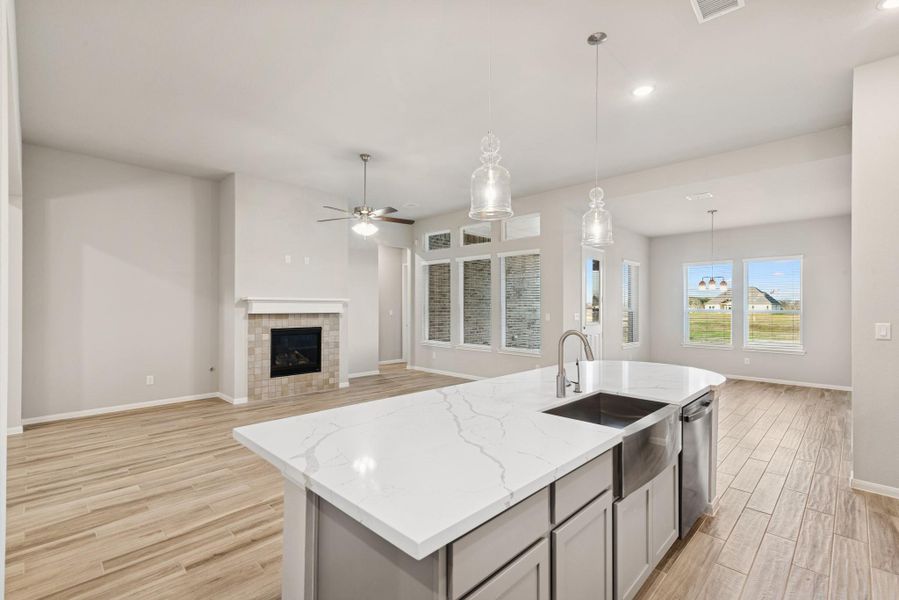 Kitchen overlooks great room Kitchen overlooks great room