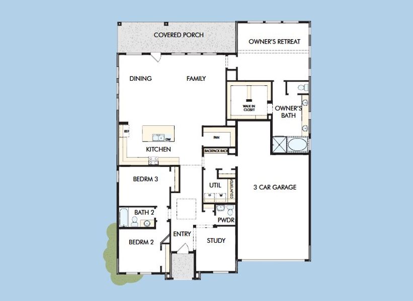 2D floor plan layout for the The Addison by David Weekley Homes in Briggs Ranch – Signature Legacy Series, San Antonio, TX (Image 3).