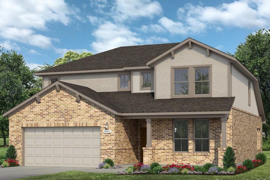 Front exterior of a new home in Trinity Grove, Spring, TX, highlighting curb appeal (Image 1). Front exterior of a new home in Trinity Grove, Spring, TX, highlighting curb appeal (Image 1).