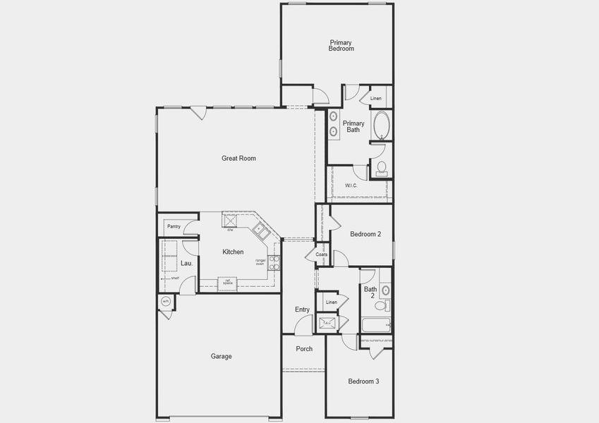 2D floor plan layout for the Plan 1793 by KB Home in Saddlebrook Preserve, Beasley, TX (Image 3).
