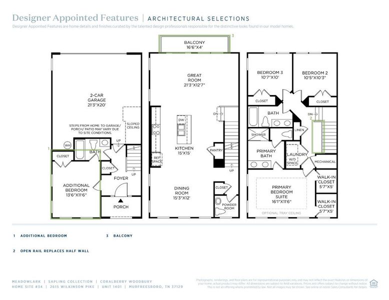 2D floor plan layout of this home in Meadowlark, Murfreesboro, TN (Image 4).