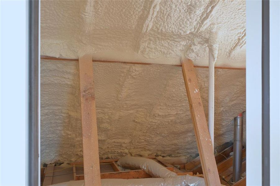 Foam sprayed attic