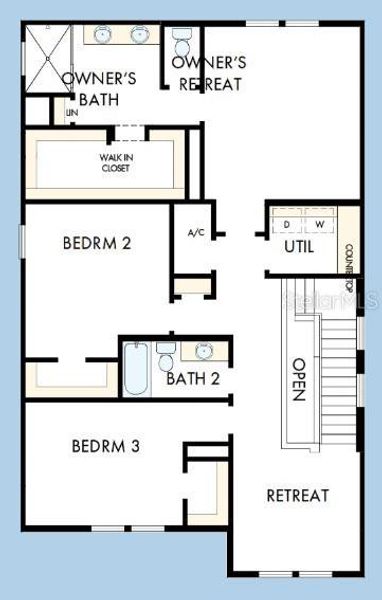 2D floor plan layout of this home in Persimmon Place – Garden Series, Wesley Chapel, FL (Image 3).