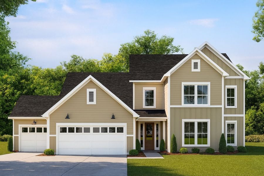 Representative exterior photo of a completed home built from the Penrose by Acrew Homes in Dixon Grove, Grimesland, NC (Image 2). Representative exterior photo of a completed home built from the Penrose by Acrew Homes in Dixon Grove, Grimesland, NC (Image 2).