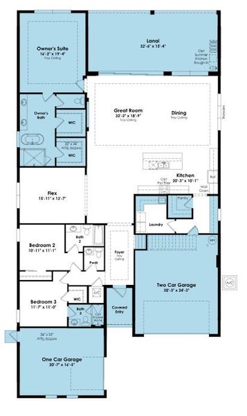 2D floor plan layout of this home in Esprit at Avenir, West Palm Beach, FL (Image 4).