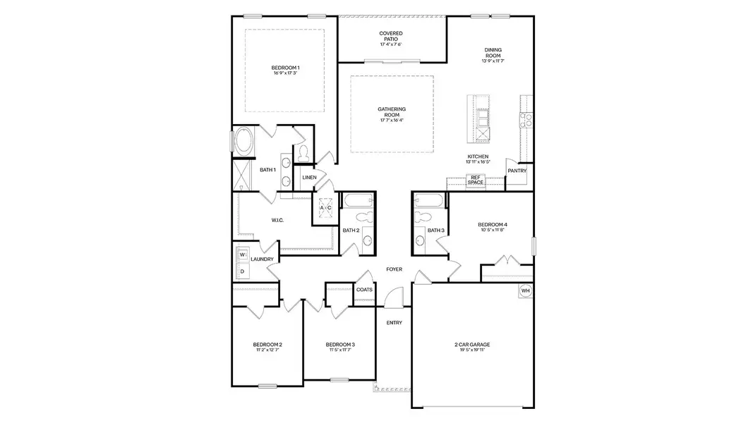 2D floor plan layout for the Oakdale by D.R. Horton in Sawmill Branch Express, Palm Coast, FL (Image 4). 2D floor plan layout for the Oakdale by D.R. Horton in Sawmill Branch Express, Palm Coast, FL (Image 4).