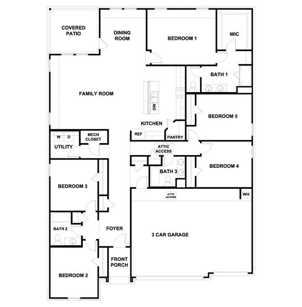 2D floor plan layout for the The Grayson by D.R. Horton in Prairie Lakes, Buda, TX (Image 3).