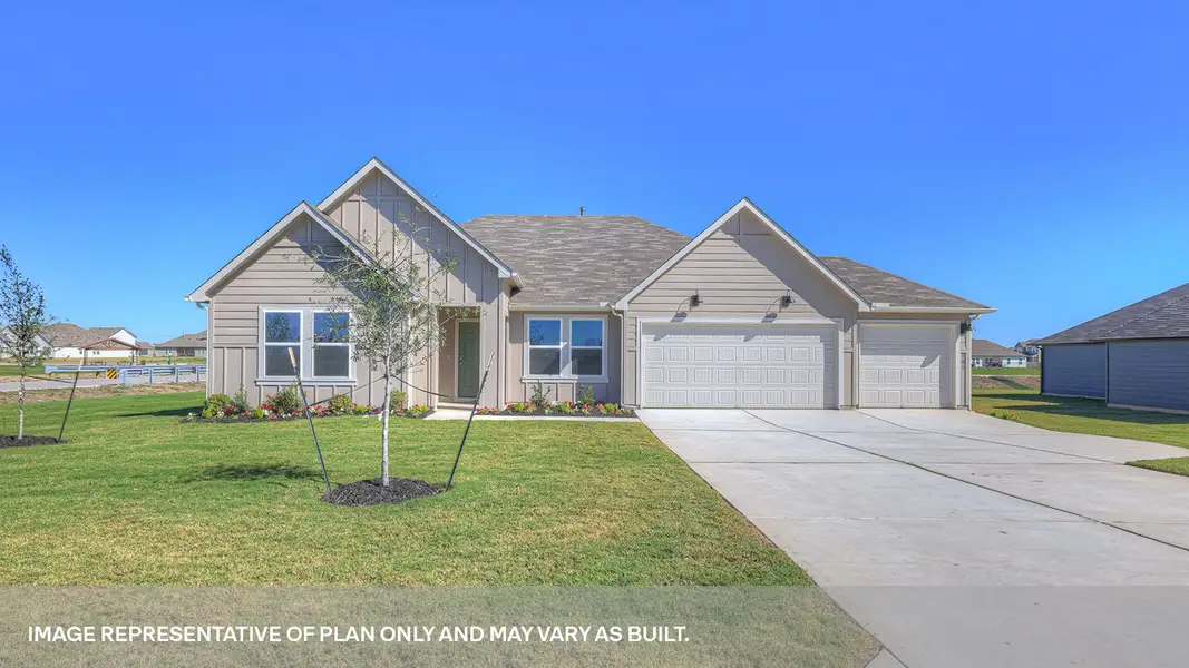 Front exterior of a new home in Sonoma Oaks, Fredericksburg, TX, highlighting curb appeal (Image 1). Front exterior of a new home in Sonoma Oaks, Fredericksburg, TX, highlighting curb appeal (Image 1).