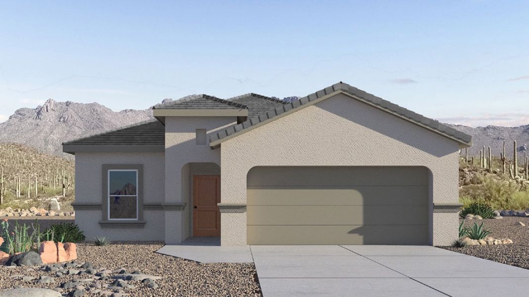 Representative exterior photo of a completed home built from the Dalton by D.R. Horton in The Oasis at Rocking K, Vail, AZ (Image 2).