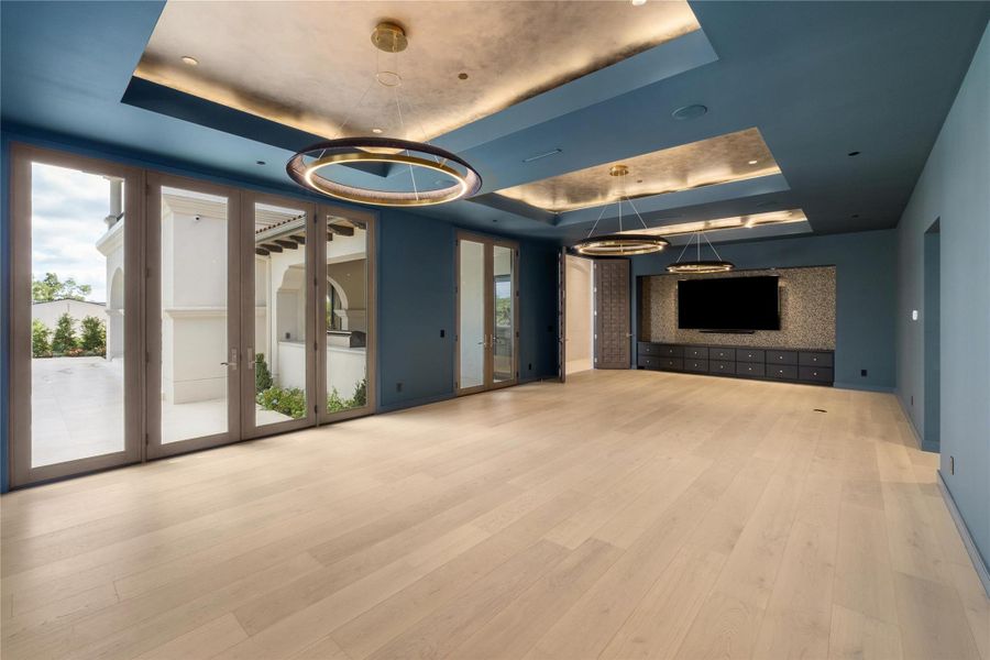 Game room designed for media, gaming and pool table