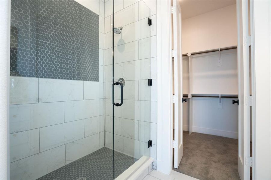 Bathroom with an enclosed shower