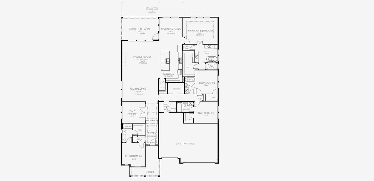 2D floor plan layout for the 2795J by Perry Homes in Hyland Trail, Green Cove Springs, FL (Image 3).