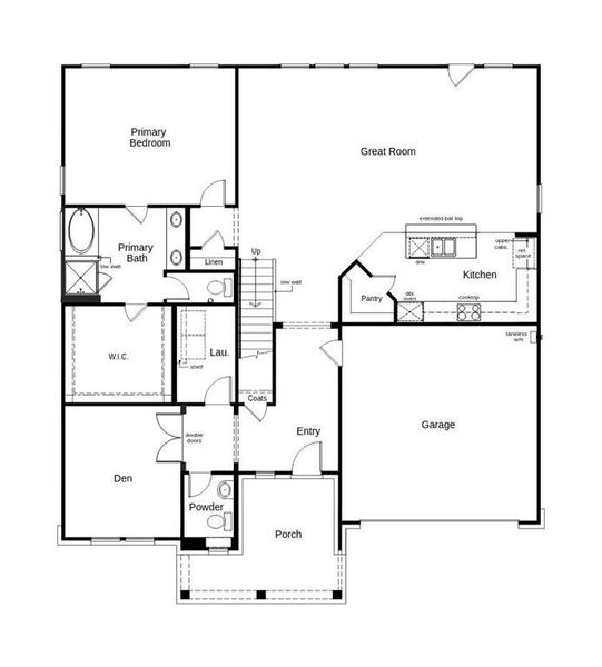 2D floor plan layout of this home in Sierra Vista at Kelly Ranch, Aledo, TX (Image 3).
