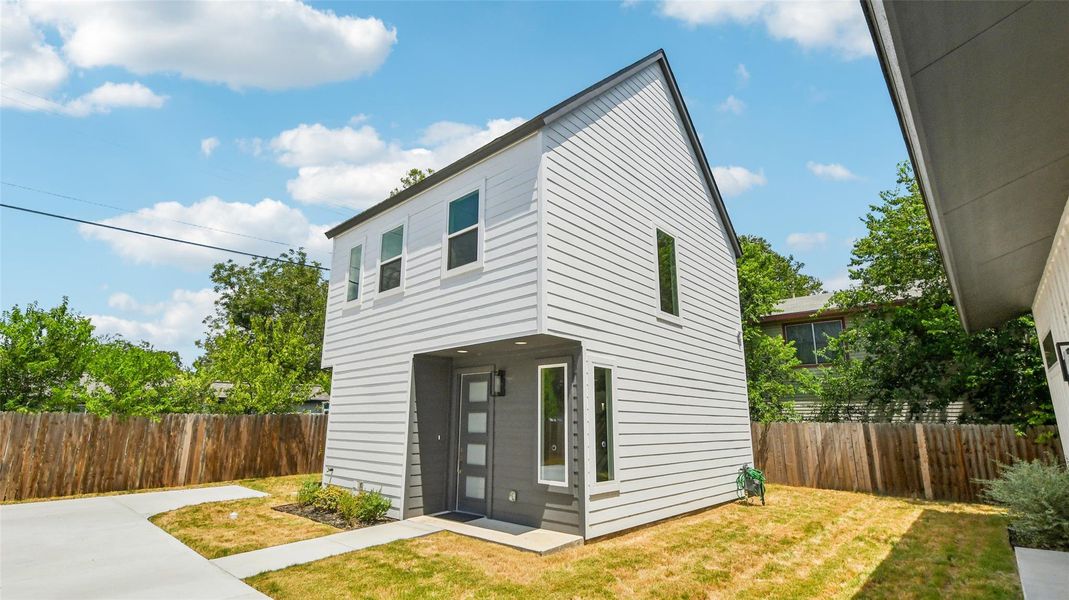 Front exterior of a new home in , Austin, TX, highlighting curb appeal (Image 2). Front exterior of a new home in , Austin, TX, highlighting curb appeal (Image 2).