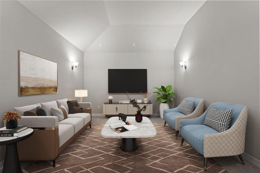 Whether it's family movie night, cheering on your favorite sports team, or hosting a gaming marathon, this media room caters to every form of entertainment.