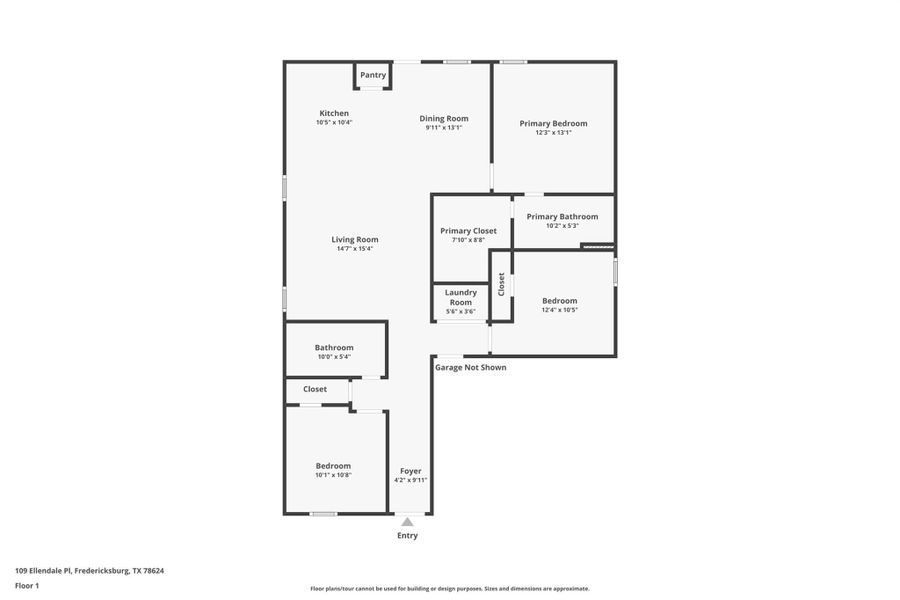 2D floor plan layout of this home in Friendship Oaks, Fredericksburg, TX (Image 3).