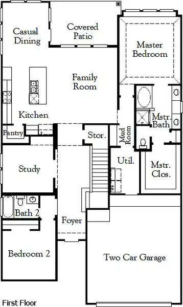 2D floor plan layout of this home in Blackhawk, Pflugerville, TX (Image 2).