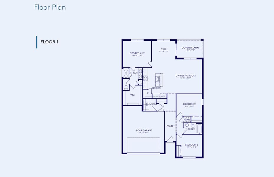 2D floor plan layout of this home in Del Webb Sunchase, Parrish, FL (Image 3).