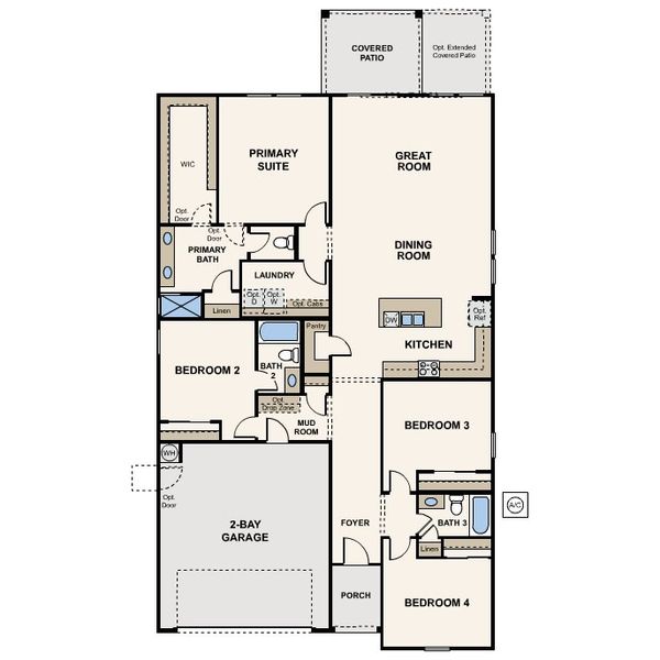 2D floor plan layout for the Plan 1 by Century Communities in The Crest Collection, Apache Junction, AZ (Image 2).
