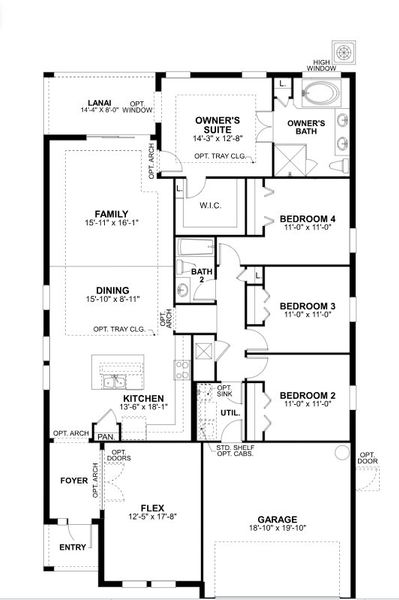 2D floor plan layout for the Newport II by M/I Homes in Connerton, Land O' Lakes, FL (Image 3).