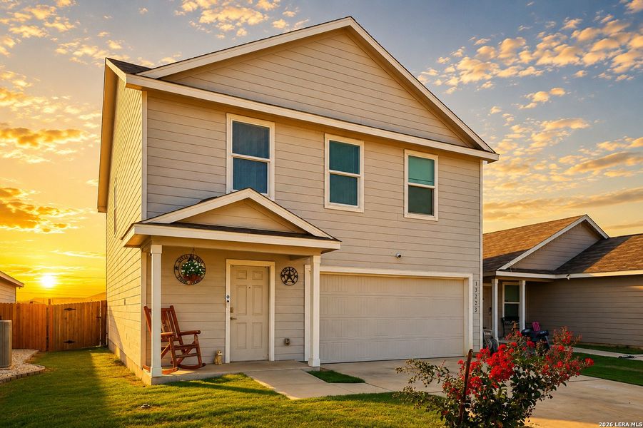 Front exterior of a new home in Mission del Lago, San Antonio, TX, highlighting curb appeal (Image 1). Front exterior of a new home in Mission del Lago, San Antonio, TX, highlighting curb appeal (Image 1).