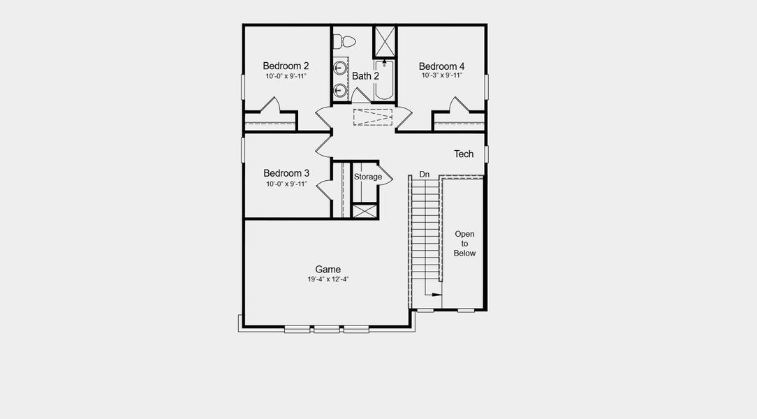 2D floor plan layout for the Merlin by Taylor Morrison in Village Grove, Dripping Springs, TX (Image 4).