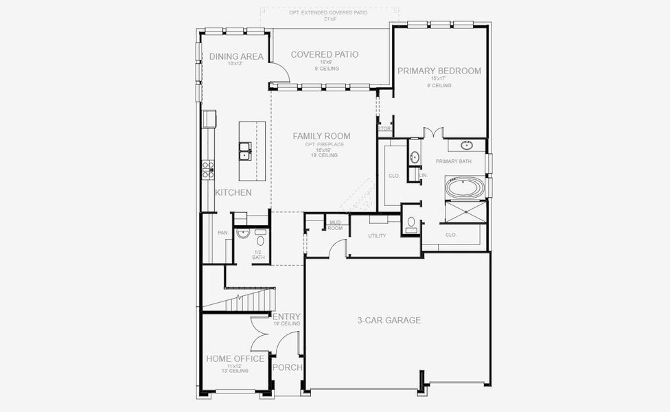 2D floor plan layout for the 3330M by Perry Homes in Hidden Canyon 55', San Antonio, TX (Image 3).