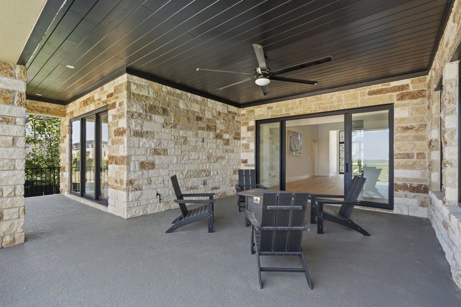 Exterior details and patio area of a home in Milky Way at River Place, Austin (Image 27). Exterior details and patio area of a home in Milky Way at River Place, Austin (Image 27).