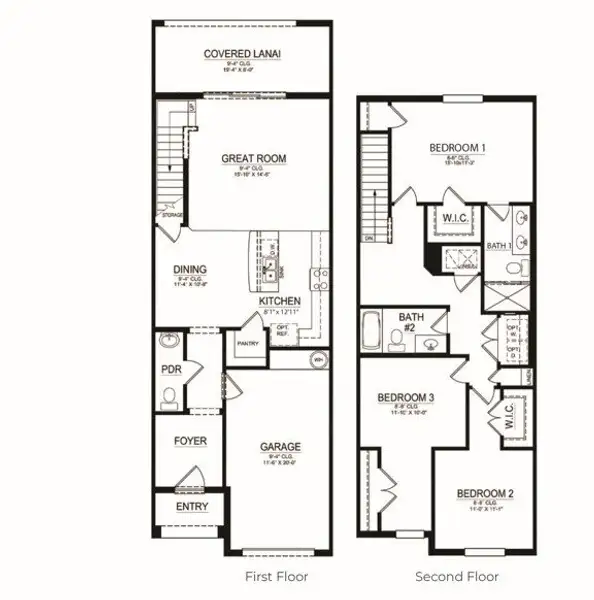 2D floor plan layout of this home in Nona West, Orlando, FL (Image 2).