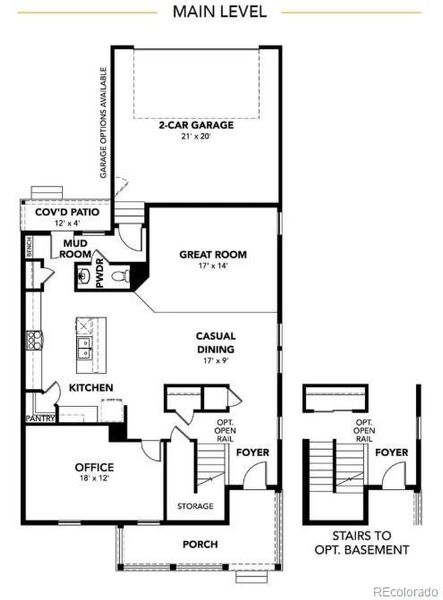 2D floor plan layout of this home in Windler Single Family Homes, Aurora, CO (Image 2).