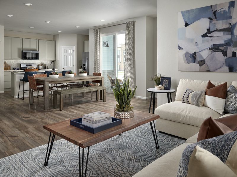 Furnished interior view inside a new home in Horizon Uptown: The Mountain Collection, Aurora (Image 3). Furnished interior view inside a new home in Horizon Uptown: The Mountain Collection, Aurora (Image 3).