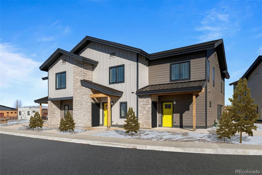Front exterior of a new home in , Granby, CO, highlighting curb appeal (Image 22). Front exterior of a new home in , Granby, CO, highlighting curb appeal (Image 22).
